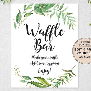 Waffle Bar Sign, Waffle Bar, Waffle Sign, Bridal Shower, Wedding, Waffle Bar Printable, Bar Sign, #PBP86