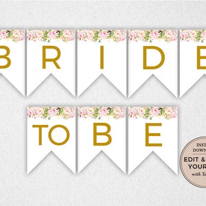 Bride to Be Banner, Editable Banner, Bride To Be, Bridal Shower Banner, Printable Banner, INSTANT DOWNLOAD, Templett, PBP85 image 1