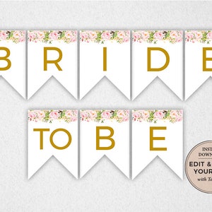 Bride to Be Banner, Editable Banner, Bride To Be, Bridal Shower Banner, Printable Banner, INSTANT DOWNLOAD, Templett, #PBP85