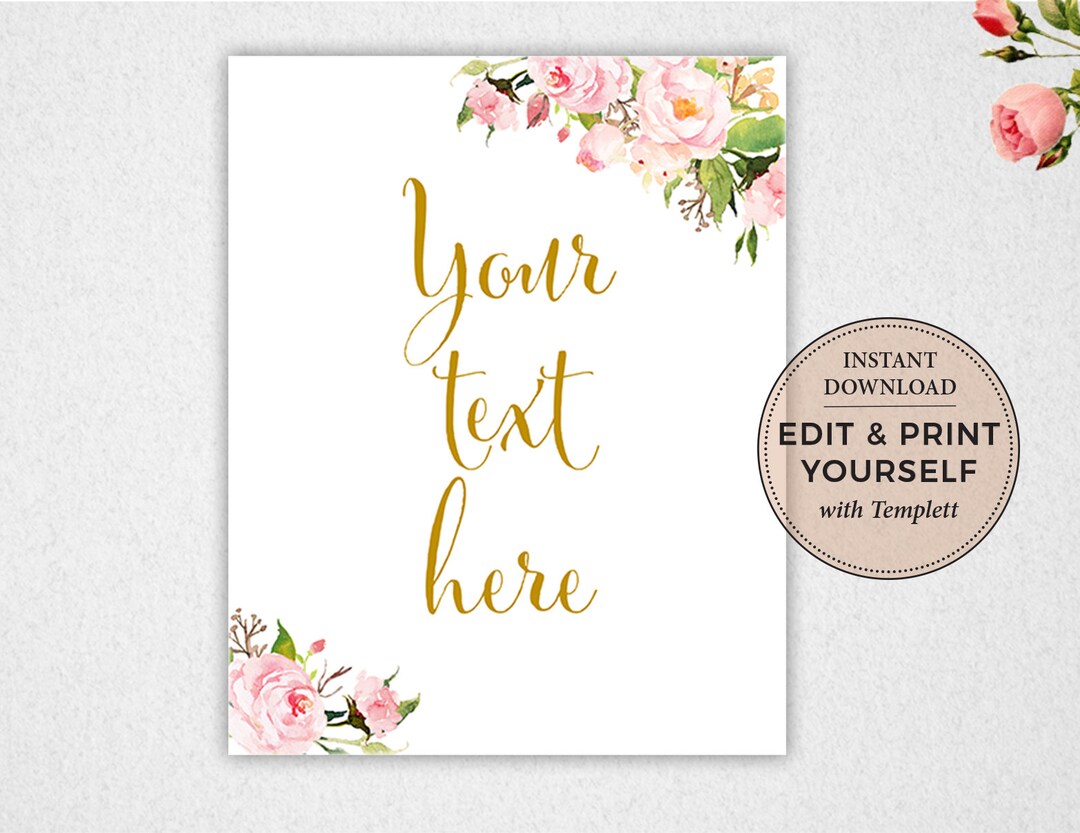 Editable Floral Wedding Sign Template (digital Download) - Etsy