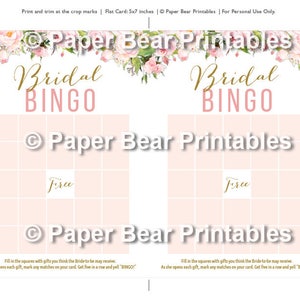 Bridal Shower Bingo, Printable, Instant Download, Bridal Shower Games, Wedding Shower Games, PBP85 image 2