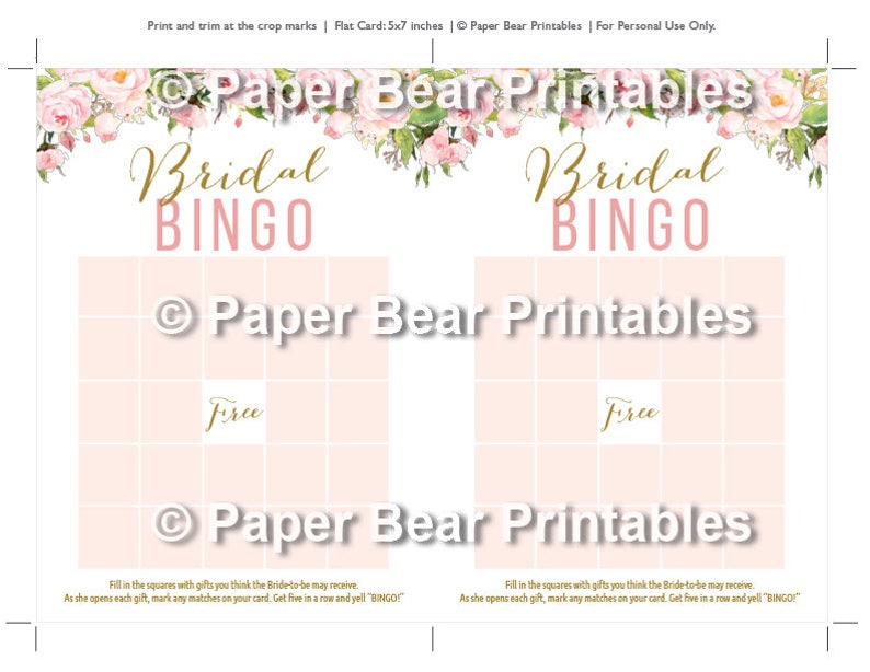 Bridal Shower Bingo, Printable, Instant Download, Bridal Shower Games, Wedding Shower Games, PBP85 image 2