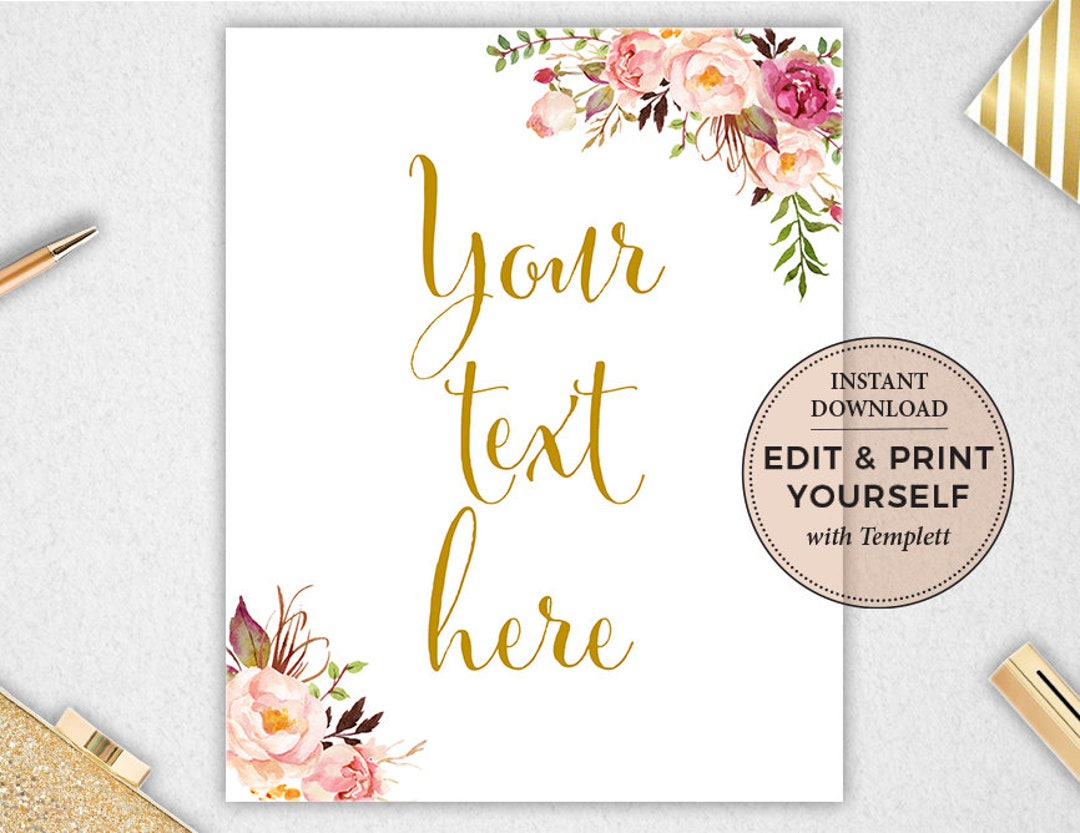 Editable Sign, Editable Template, Editable Wedding Sign, Editable ...