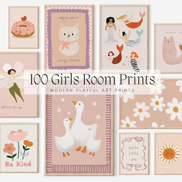 100 Hand-Painted Girls Room Prints: Nursery Art Gallery (Digital Download