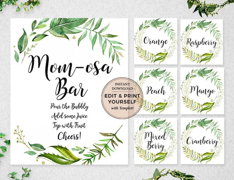 Gender Neutral Baby Shower Signs Editable Baby Shower Templates #PBP86 INSTANT DOWNLOAD Templett Baby Shower Bundle