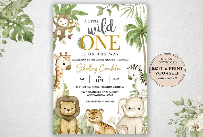 Editable Safari Baby Shower Invitation Baby Shower Etsy