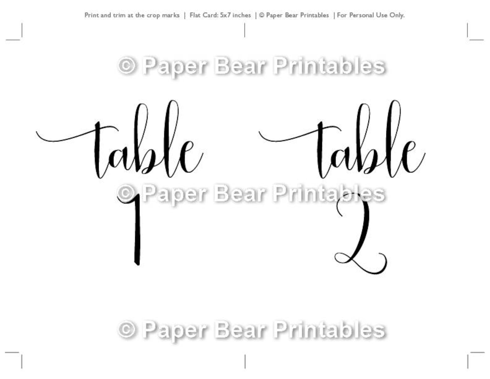 Table Numbers Table Numbers 1-40 Printable Table Numbers - Etsy