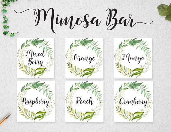 Mimosa Bar Labels Set of 3 Mimosa Bar Juice Tags Mimosa Bar