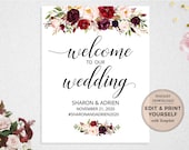 Editable Welcome Wedding Sign: Floral Design (Templett)