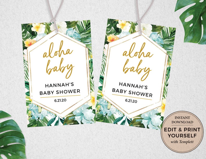 Baby Shower Bundle, Tropical, Editable Baby Shower Templates, Baby Shower Signs, Tropical Baby Shower, INSTANT DOWNLOAD, Templett, PBB98 image 8