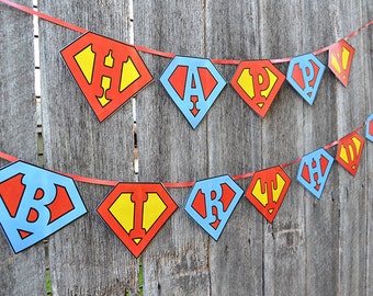 Banner de cumpleaños de superhéroe: Decoración imprimible para fiestas (descarga instantánea)