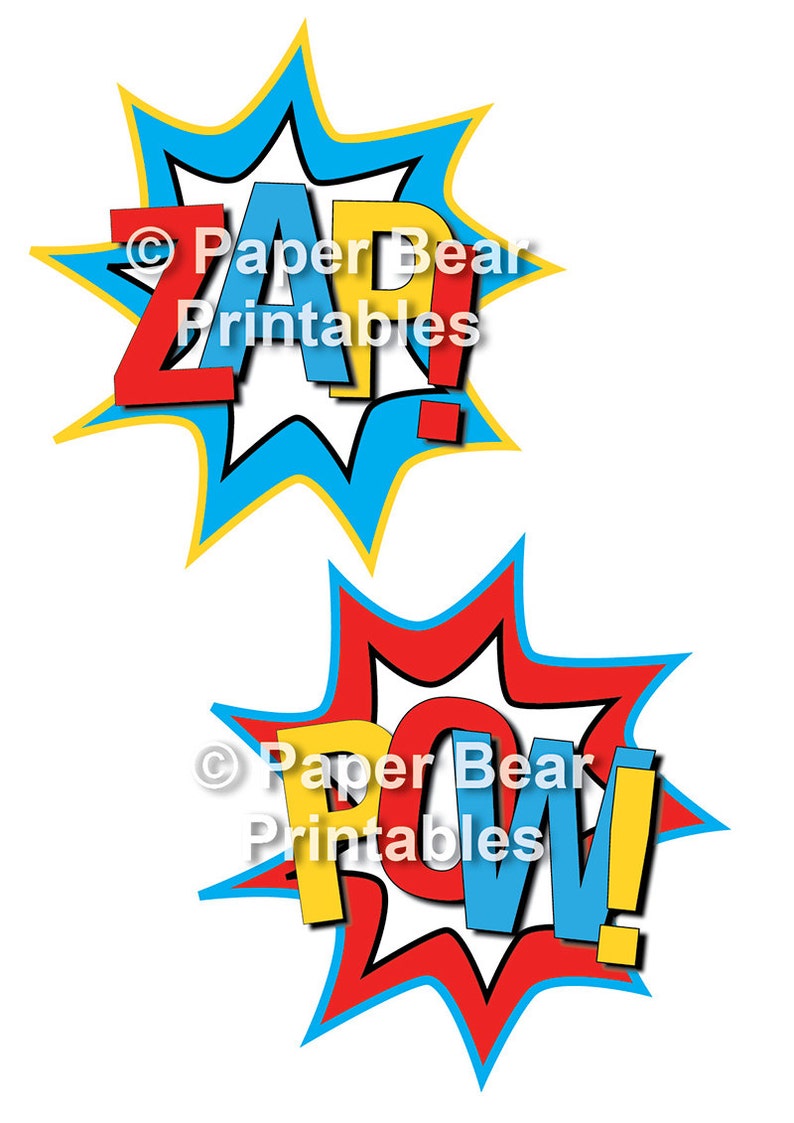 Superhero Party Photo Props Printable INSTANT DOWNLOAD image 2