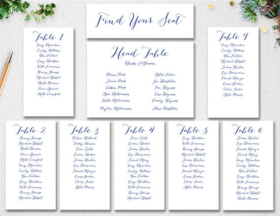 Wedding Seating Chart, Editable, Seating Template, INSTANT ...