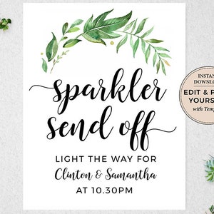 Sparkler Send Off Sign, Editable Sparkler Send Off, Sparkler Send Off Template, Sparkler Send Off, INSTANT DOWNLOAD, Templett, #PBP86
