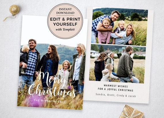 Christmas Card Template, Christmas Photo Card, Editable Christmas Card, Christmas Card, Merry Christmas Card, Templett, INSTANT DOWNLOAD Il_570xn