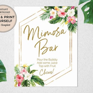 Tropical Mimosa Bar Schild, Mimosa Bar, Mimosa Bar Schild, Tropical Mimosa Bar, Tropical, Templett, INSTANT DOWNLOAD, #PBB98