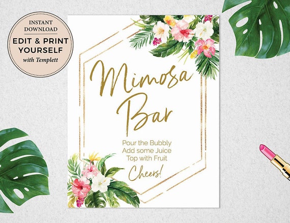 Mimosa Bar Sign - Tropical Printable - Pretty Collected