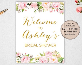 Bridal Shower Welcome Sign, Bridal Shower Sign, Welcome Bridal Shower Sign, Welcome Sign, Templett, #PBP85