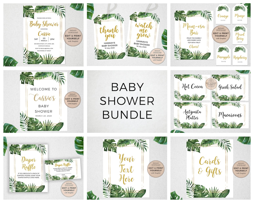 Baby Shower Bundle, Editable Baby Shower Templates, Baby Shower ...