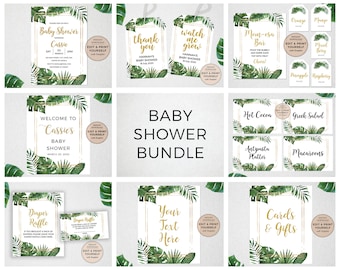 Baby Shower Bundle, Editable Baby Shower Templates, Baby Shower, Tropical Baby Shower, Gender Neutral, INSTANT DOWNLOAD, Templett,#PBP99