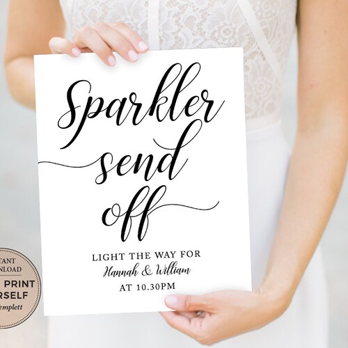 Sparkler Send off Sign Wedding Sparkler Sign Editable Template - Etsy