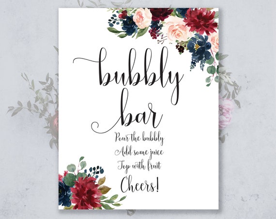 Bubbly Bar Sign Bubbly Bar Bridal Shower Bubbly Bar Instant Download Pbp101 By Paper Bear Printables Catch My Party