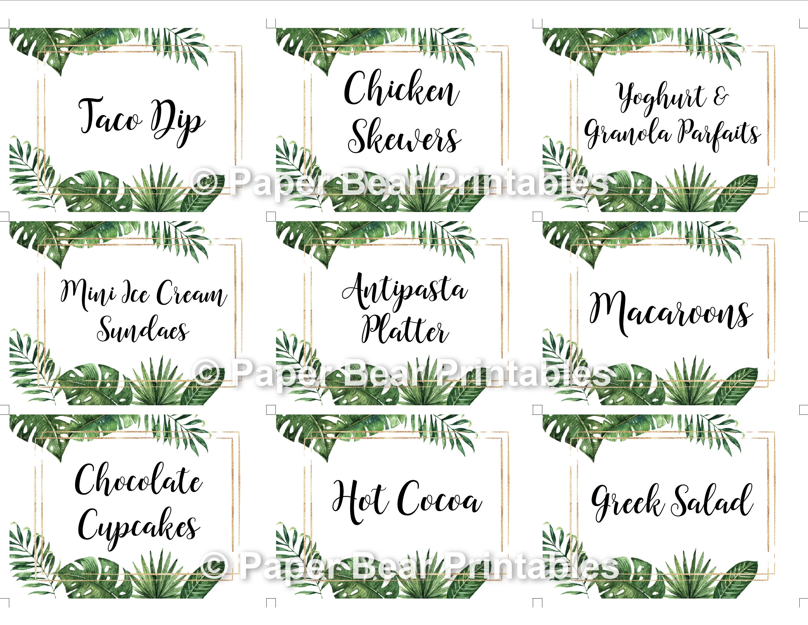 Food Labels Tropical Food Labels Editable Food Labels - Etsy