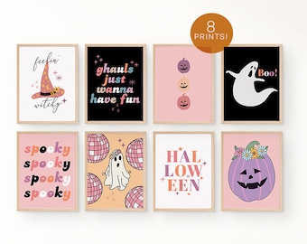 Pastel Halloween Poster Bundle, Spooky Wall Art (Digital Download)