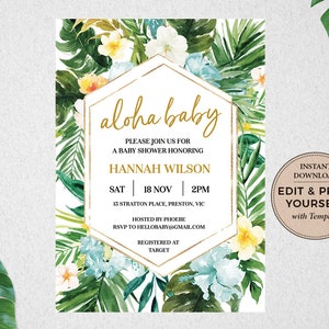 Baby Shower Bundle, Tropical, Editable Baby Shower Templates, Baby Shower Signs, Tropical Baby Shower, INSTANT DOWNLOAD, Templett, PBB98 image 3