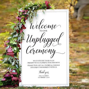 Unplugged Wedding Sign, Unplugged Ceremony Sign, Unplugged, Editable Unplugged Sign, Unplugged Wedding Welcome Sign, Templett, PBP104 image 3
