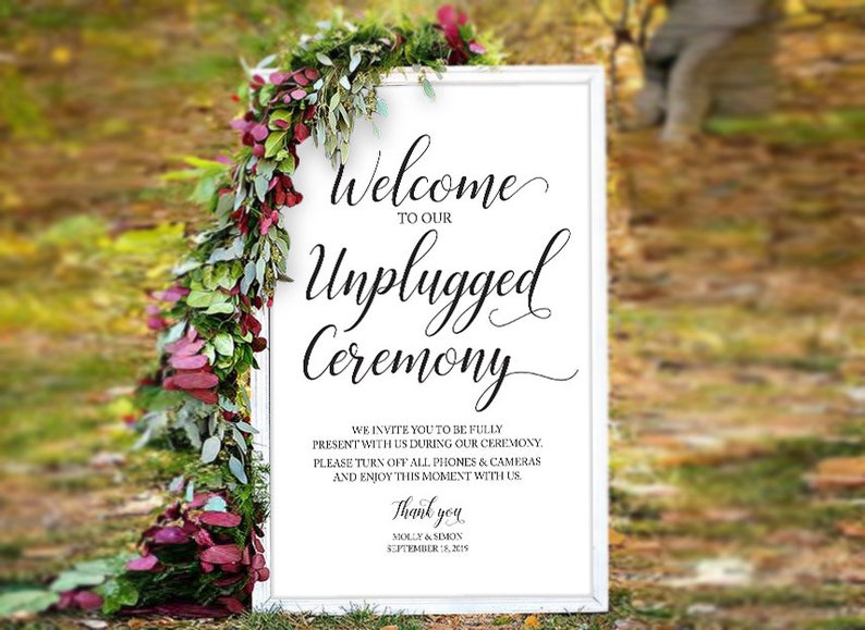 Unplugged Wedding Sign, Unplugged Ceremony Sign, Unplugged, Editable Unplugged Sign, Unplugged Wedding Welcome Sign, Templett, PBP104 image 3