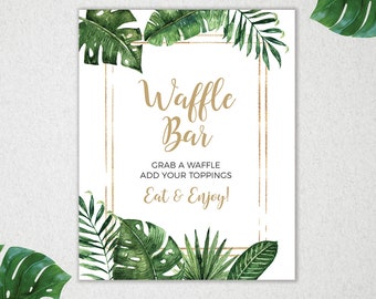 Waffle Bar Sign, Tropical Sign, Tropical Waffle Bar, Waffle Bar, Waffle, Baby Shower, Instant Download, #PBP99