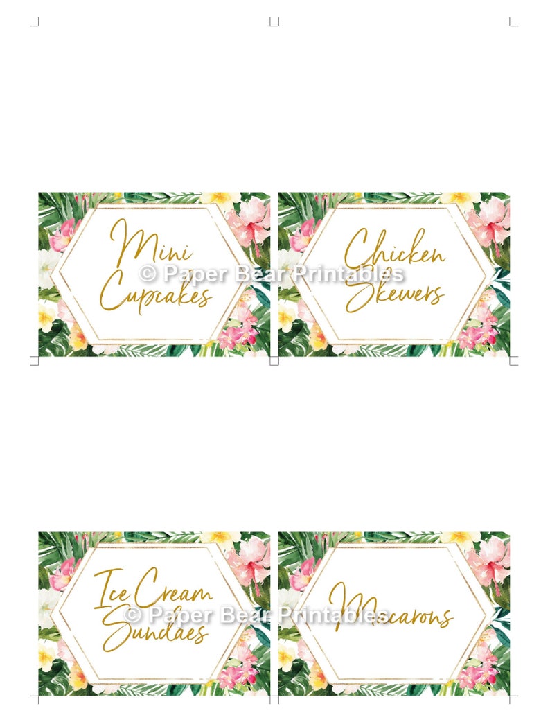 Tropical Food Labels: Editable Party Decor (instant Download) - Etsy