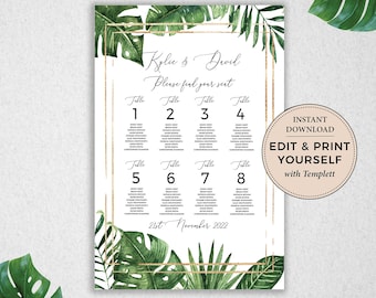 Tropical Wedding Seating Chart Template (Templett)
