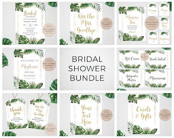 Bridal Shower Bundle, Editable Bridal Shower Templates, Bridal Shower Signs, Tropical Bridal Shower, INSTANT DOWNLOAD, Templett, #PBP99