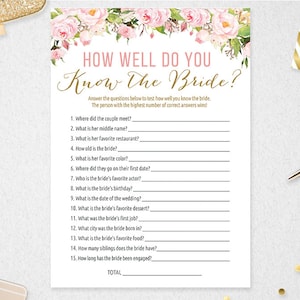 Bridal Shower Games Bundle, He Said She Said, How Well Do You Know the ...