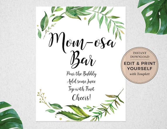 Mom osa Bar Sign Editable Momosa Bar Mum osa Bar Sign Mom osa Bar 