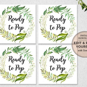 Editable Ready To Pop Baby Shower Tags (Instant Download)