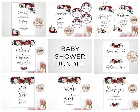Baby Shower Bundle, Editable Baby Shower Templates, Baby Shower Signs, Baby Shower, INSTANT DOWNLOAD, Templett, #PBP86 Il_570xn
