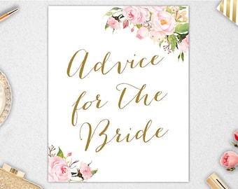 Advice for the Bride, Advice for the Bride Sign, Bridal Shower Sign, INSTANT DOWNLOAD, #PBP85