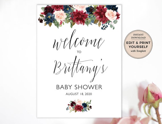 Gingham Pumpkin welcome sign printable 20x30 template editable 24x36 templett G084 birthday sign editable template baby shower sign