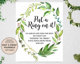 Put A Ring On It Game, Bridal Shower Game, Put A Ring On It, Put A Ring On It Sign, INSTANT DOWNLOAD, Templett, #PBP86