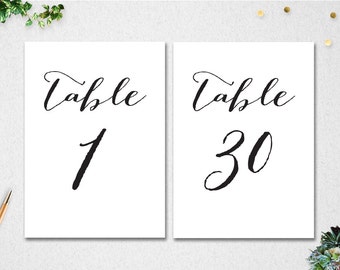 Wedding Table Numbers 1-30: Elegant Calligraphy (Digital Download)