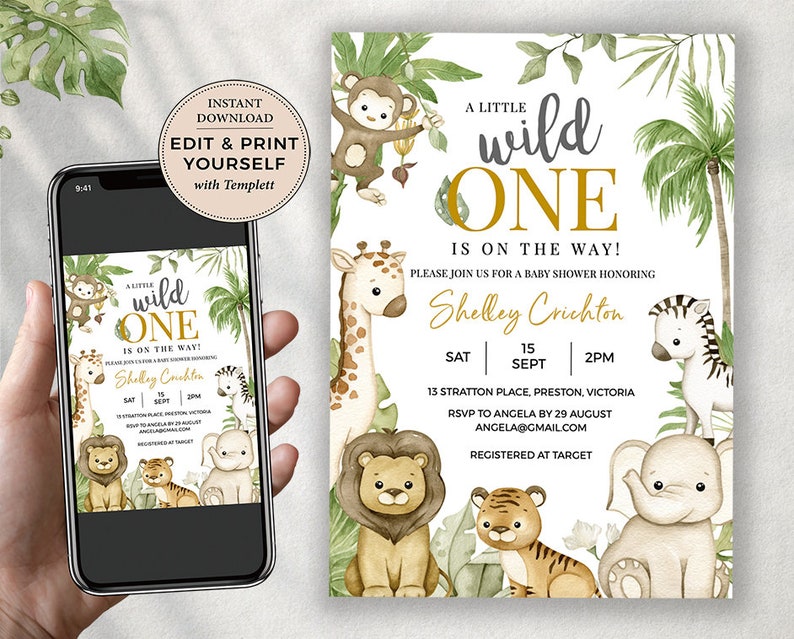 Editable Safari Baby Shower Invitation Baby Shower Etsy