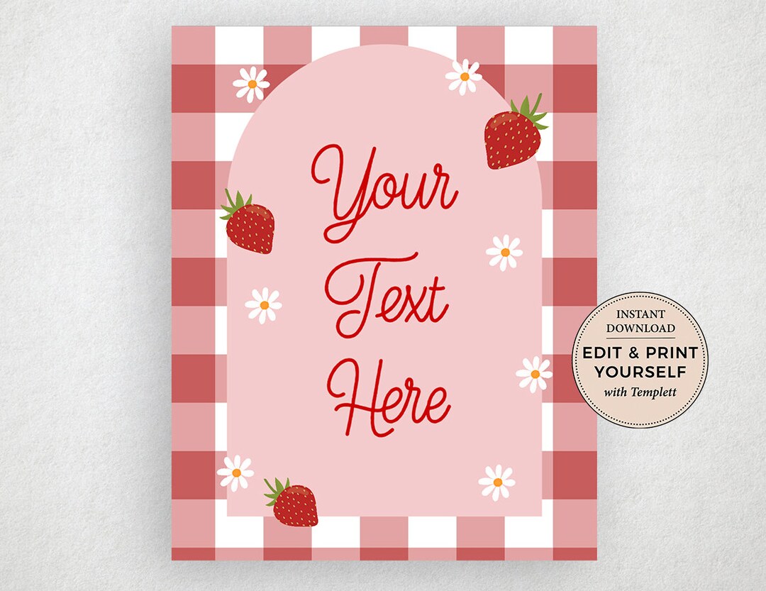Editable Berry First Birthday Sign, Berry First Birthday Sign, Editable ...