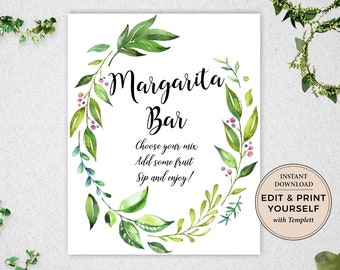 Margarita Bar Sign, Margarita Bar, Margarita, Editable Margarita Bar Sign, INSTANT DOWNLOAD, Templett,  #PBP86