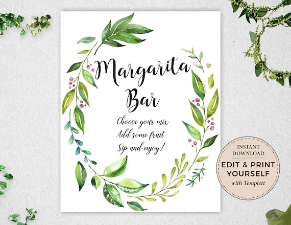 Margarita Bar Sign, Margarita Bar, Margarita, Editable Margarita Bar Sign, INSTANT DOWNLOAD, Templett, #PBP86 Il_570xn
