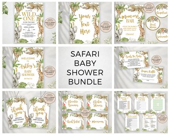 Baby Shower Bundle, Safari Editable Baby Shower Templates, Baby Shower Signs, Safari Baby Shower, INSTANT DOWNLOAD, Templett, #PBB101