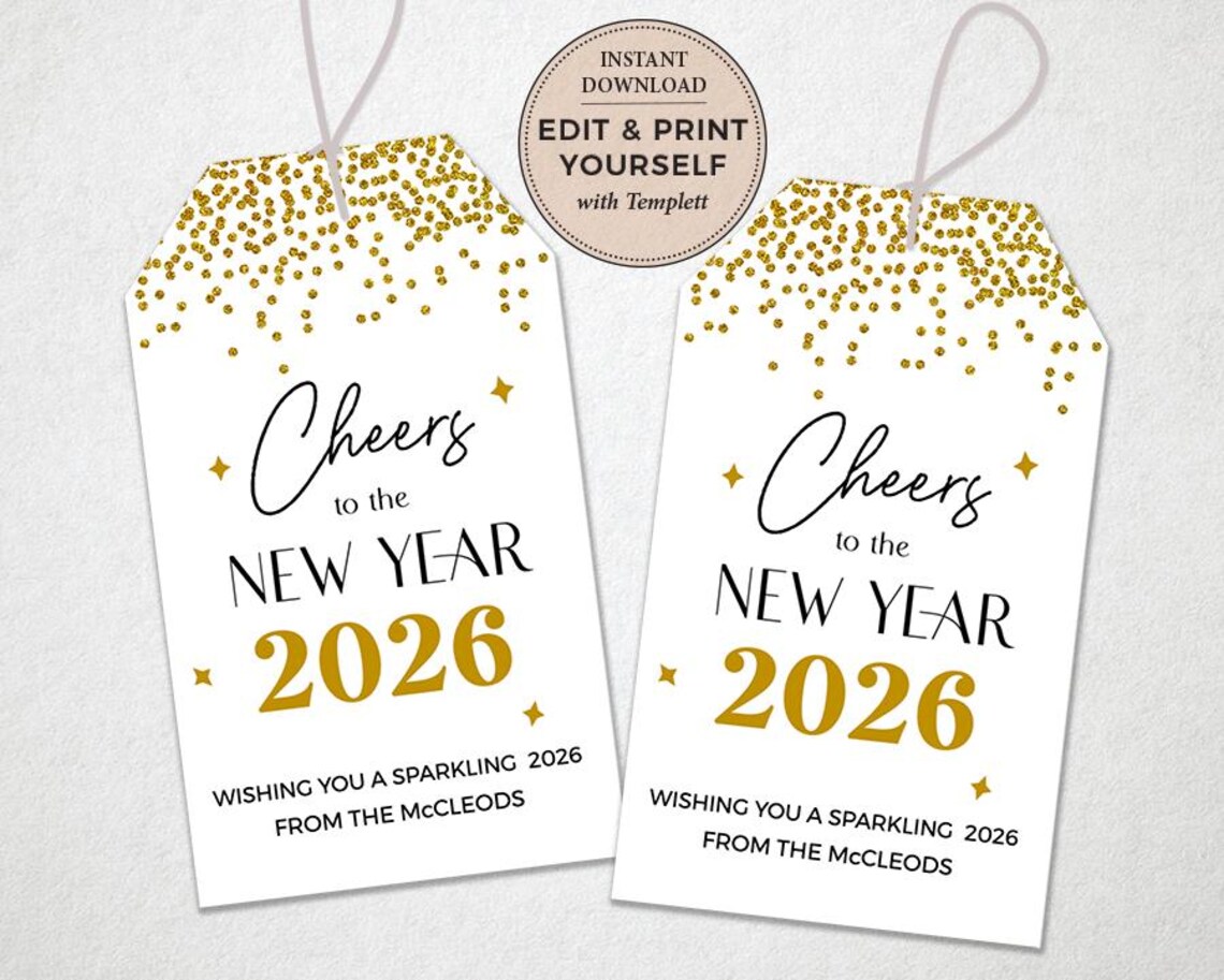 Editable New Year 2026 Gift Tags, Printable Template (instant Download ...