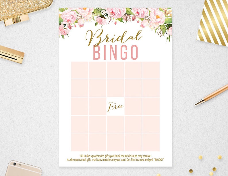 Bridal Shower Bingo, Printable, Instant Download, Bridal Shower Games, Wedding Shower Games, PBP85 image 1